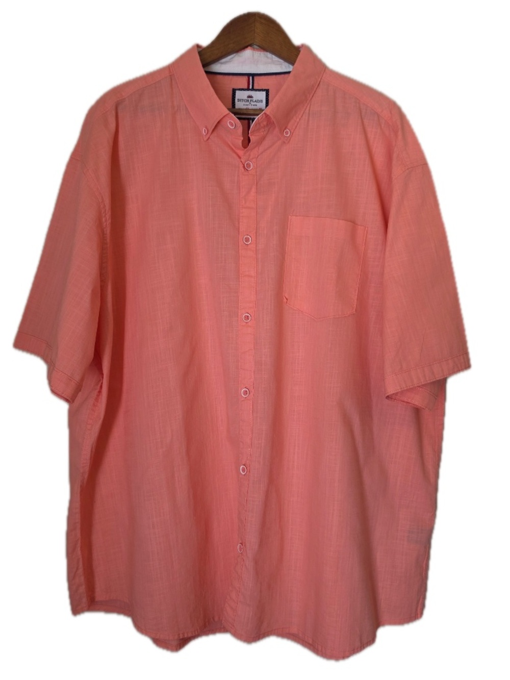 Ditch Plains Shirt Mens 3XL Orange‎ Button Up Short Sleeve Cotton Casual